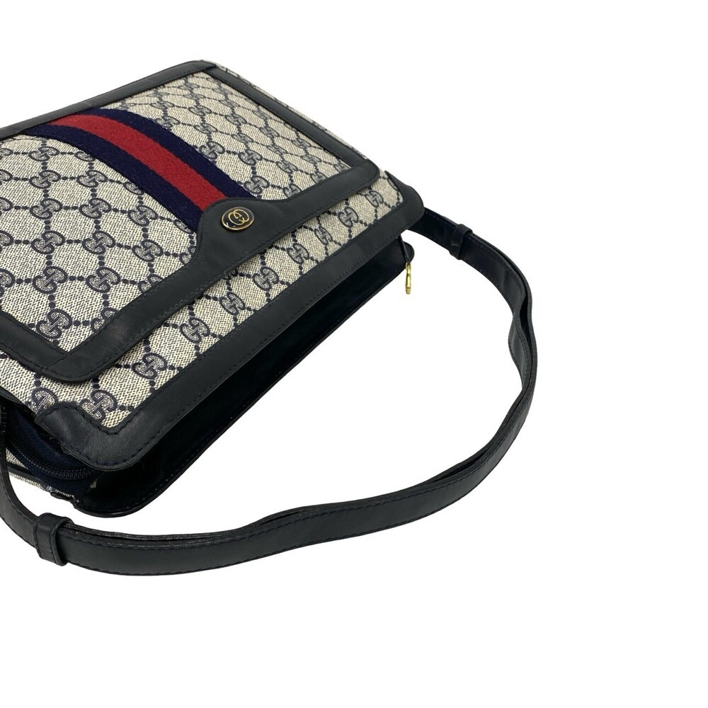 GUCCI Old Gucci Sherry Line GG Logo Pattern Leather Shoulder Bag/Sacoche - Na... - Picture 4 of 10